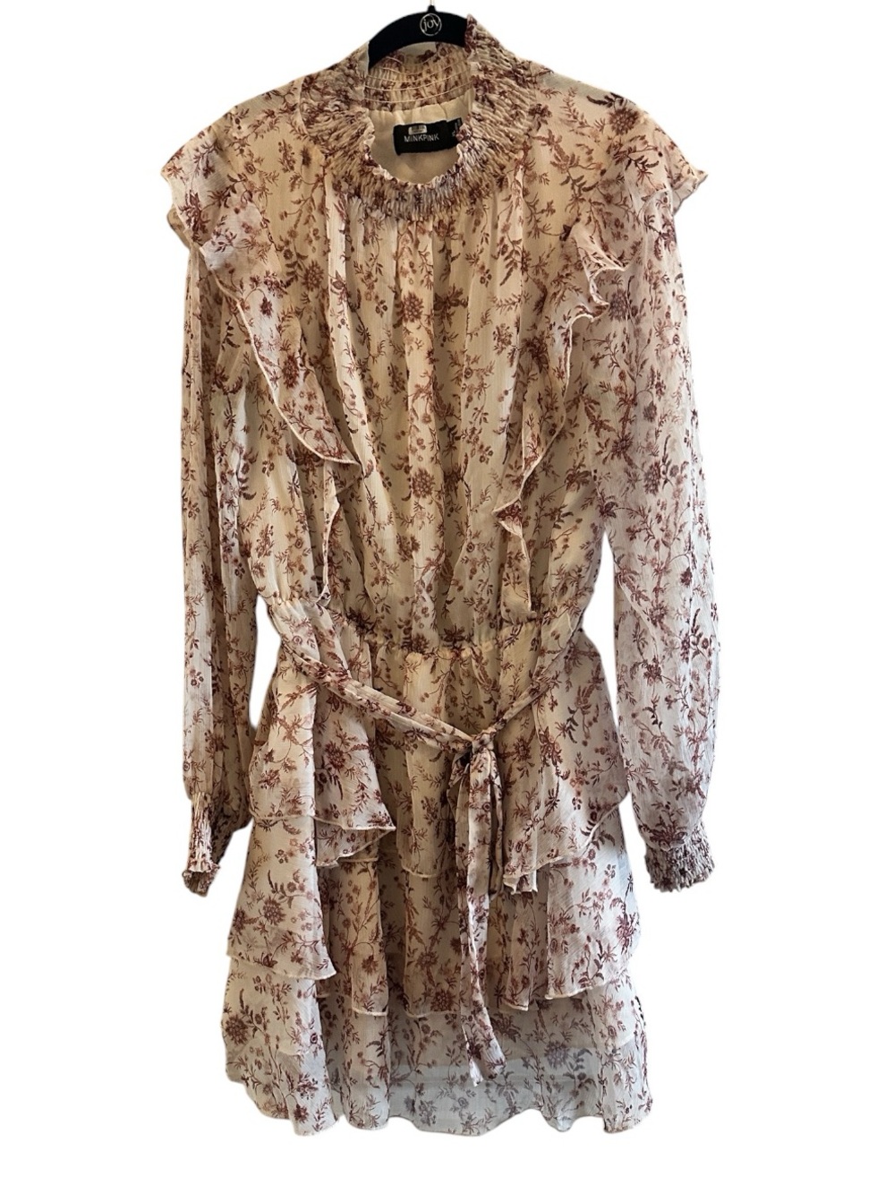 MINKPINK | XL | Cream Dress with Wine Floral Print
